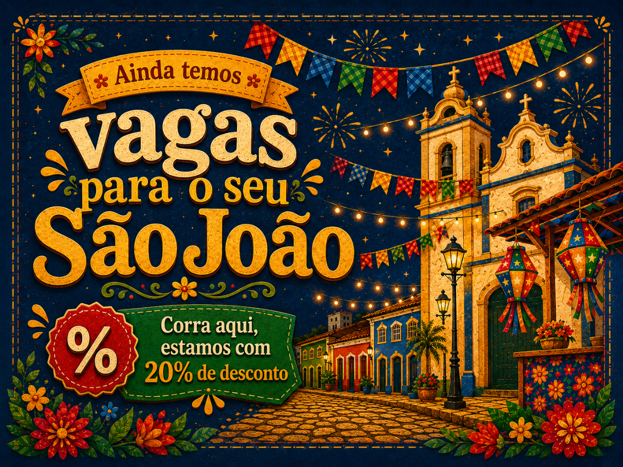 Ainda temos vagas para o seu São João — 20% de desconto